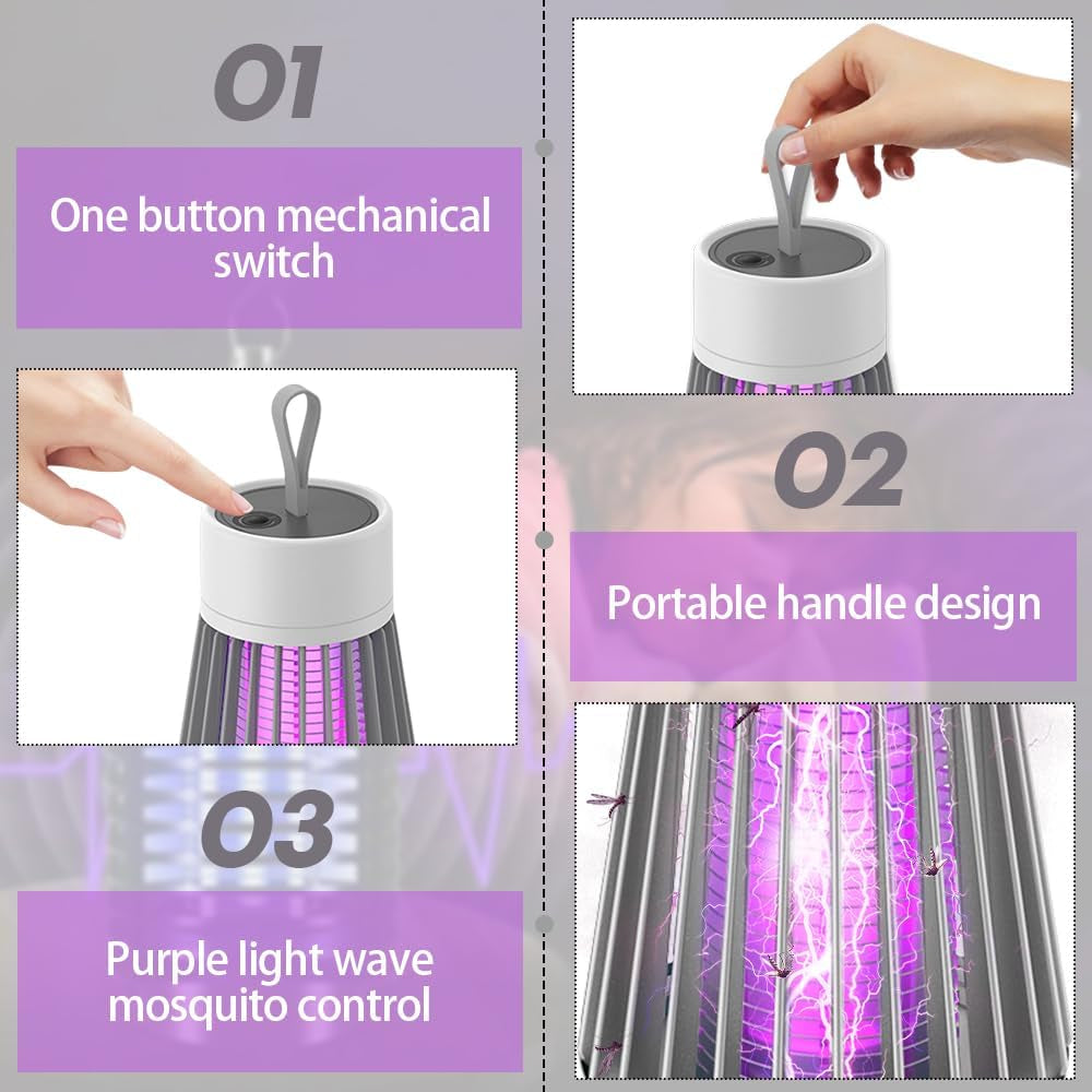 Insektenvernichter Elektrisch, Mückenvernichter-Lampe USB Wiederaufladbarer Leistungsstarke Mückenlampe Mit LED Uv-Lampe Insektenfänger Für Innen Und Aussen Gärten, Küche, Camping