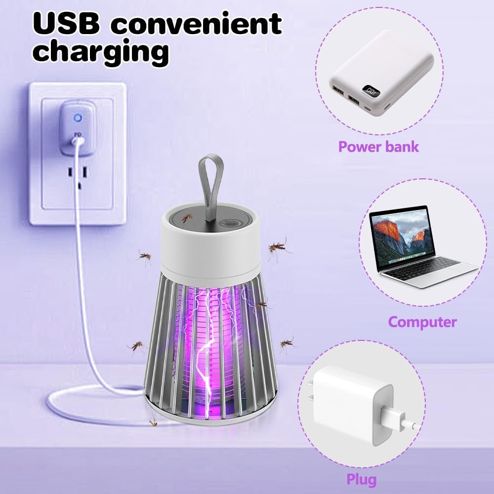 Insektenvernichter Elektrisch, Mückenvernichter-Lampe USB Wiederaufladbarer Leistungsstarke Mückenlampe Mit LED Uv-Lampe Insektenfänger Für Innen Und Aussen Gärten, Küche, Camping